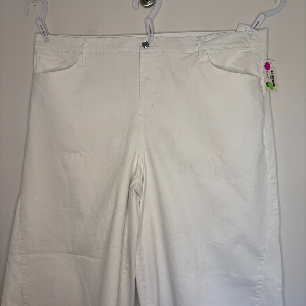 C WONDER NEW Raw Edge White Jeans Womens 24W Plus Stretch Denim HSN